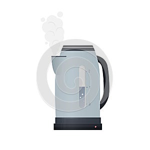 Electric kettle. Boiling water, vector illustration