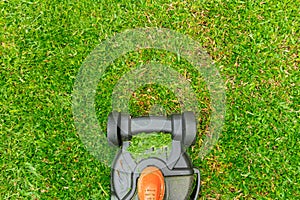 Electric Lawn Mower Grass Cutting on home garden