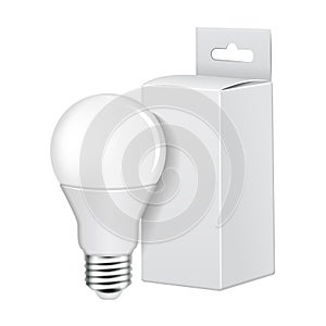 Electric led light bulb with white cartboard packing