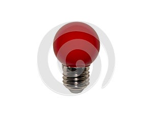 Electric led red light bulb isolated on white background