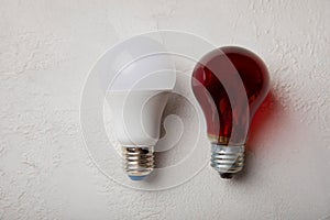 Electric light bulbs. the concept of energy efficiency.