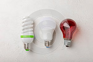 Electric light bulbs. the concept of energy efficiency.