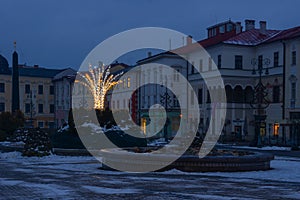 Electric light at fountain in Banska Bystrica