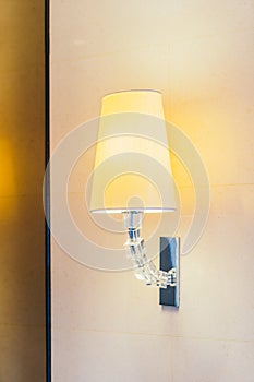 Electric light lamp on wall decoration interior