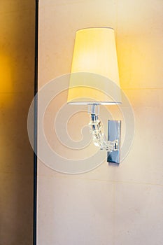 Electric light lamp on wall decoration interior