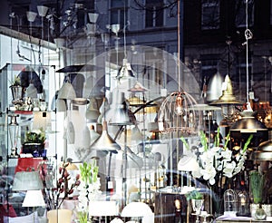 Electric- light store. chandelier interior window photo