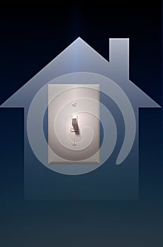 Electric Light Switch on Blue Background, Power to Lighting To Y