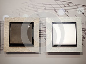 Electric light switch and socket on the empty wall