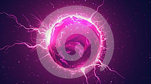 Electric lightning ball animation sprite for game modern design. Pink thunder energy attack fx set for video explosion.