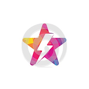 Electric lightning bolt star shape logo design.