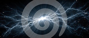 Electric lightning energy stream with glowing sparks