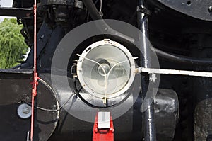 Electric lights mounted on the steam train of the 18th century