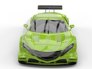 Electric lime concept sports car - top down front view