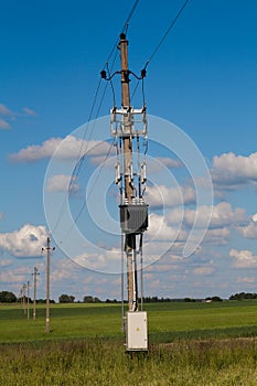 Electric line in green fields