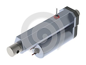 Electric linear actuator 12VDC 3D rendering isolated on white background