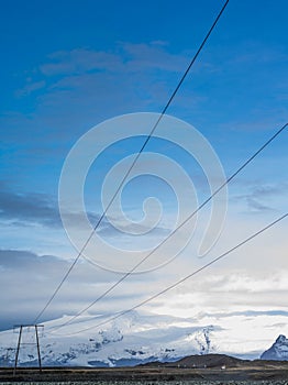 Electric lines in Jokulsarlon ,iceland