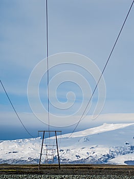 Electric lines in Jokulsarlon ,iceland