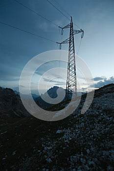 Electric lines in mountains