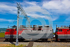Electric locomotive on railroad