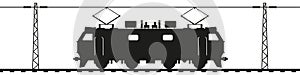 Electric locomotive. Railway transport vector art