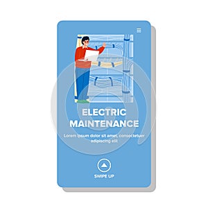 Electric Maintenance Worker Checking Cord Vector