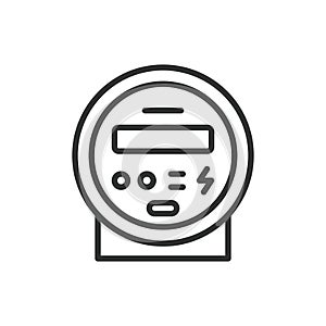 Electric meter, in line design. Electric, Meter, Measurement, Utility, Consumption, Power on white background vector photo