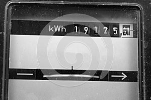 electric meter with numbers in kwh for measuring the electricity consumed photo