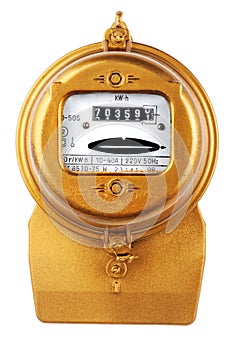 Electric meter on white