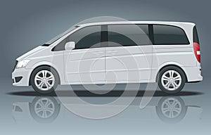Electric Minivan with Premium Touches, Passenger Van or Minivan Car vector template on white background. MPV, SUV, 5