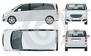Electric Minivan with Premium Touches, Passenger Van or Minivan Car vector template on white background. MPV, SUV, 5 photo