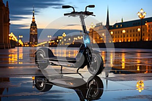 Electric modern scooter. Alternative to city transport.