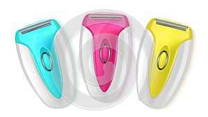 Electric Modern Shaver Epilator Razor Set Vector