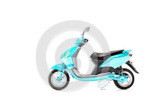 Electric moped parked isolated on white