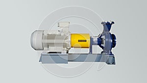 Electric motor on baseplate in pulp industial photo