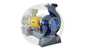 Electric motor on baseplate in pulp industial photo