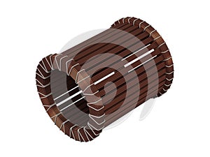 Electric motor copper coil isolated on white background 3D illustration