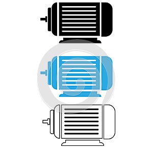 Electric motor icon on white background. motor sign. electric motor outline symbol. blue electric motor logo. flat style