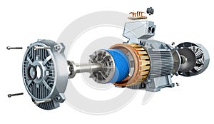 Electric motor parts and structure, 3D rendering
