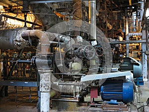 Electric motor water pump under repair at power plant