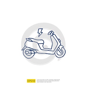 Electric motorcycle doodle icon. electrical motorbike concept sign symbol. Modern city ecological transport vector illustration