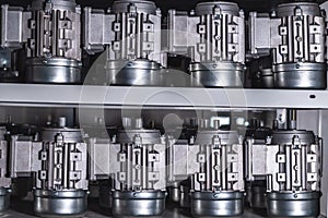 Electric motors with gearboxes needed for the bottling line industrial equipment