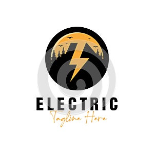 Electric mountain vector logo design