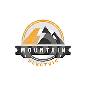 Electric mountain vector vintage logo