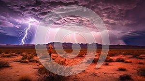 Electric Night Sky: A Stunning Lightning Storm over the Desert