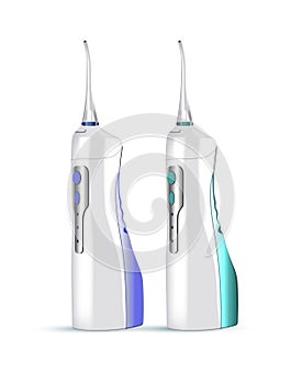 Electric Oral Irrigator. Vector illustration of realistic Portable Water Pick Flosser