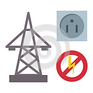 Electric outlet illustration energy socket electrical plug european appliance interior vector icon.