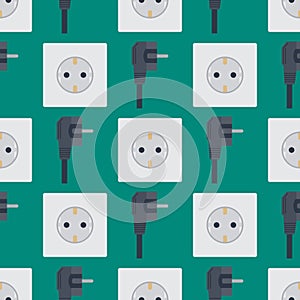 Electric outlet vector illustration energy socket electrical outlets plugs seamless pattern european appliance interior