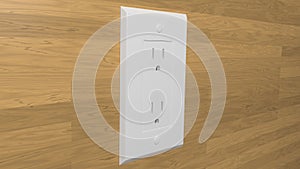 Electric outlet on wood wall 3d illustration