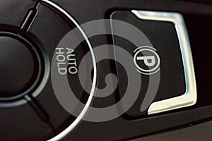 Electric parking brake in modern car close