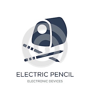 electric pencil sharpener icon. Trendy flat vector electric penc